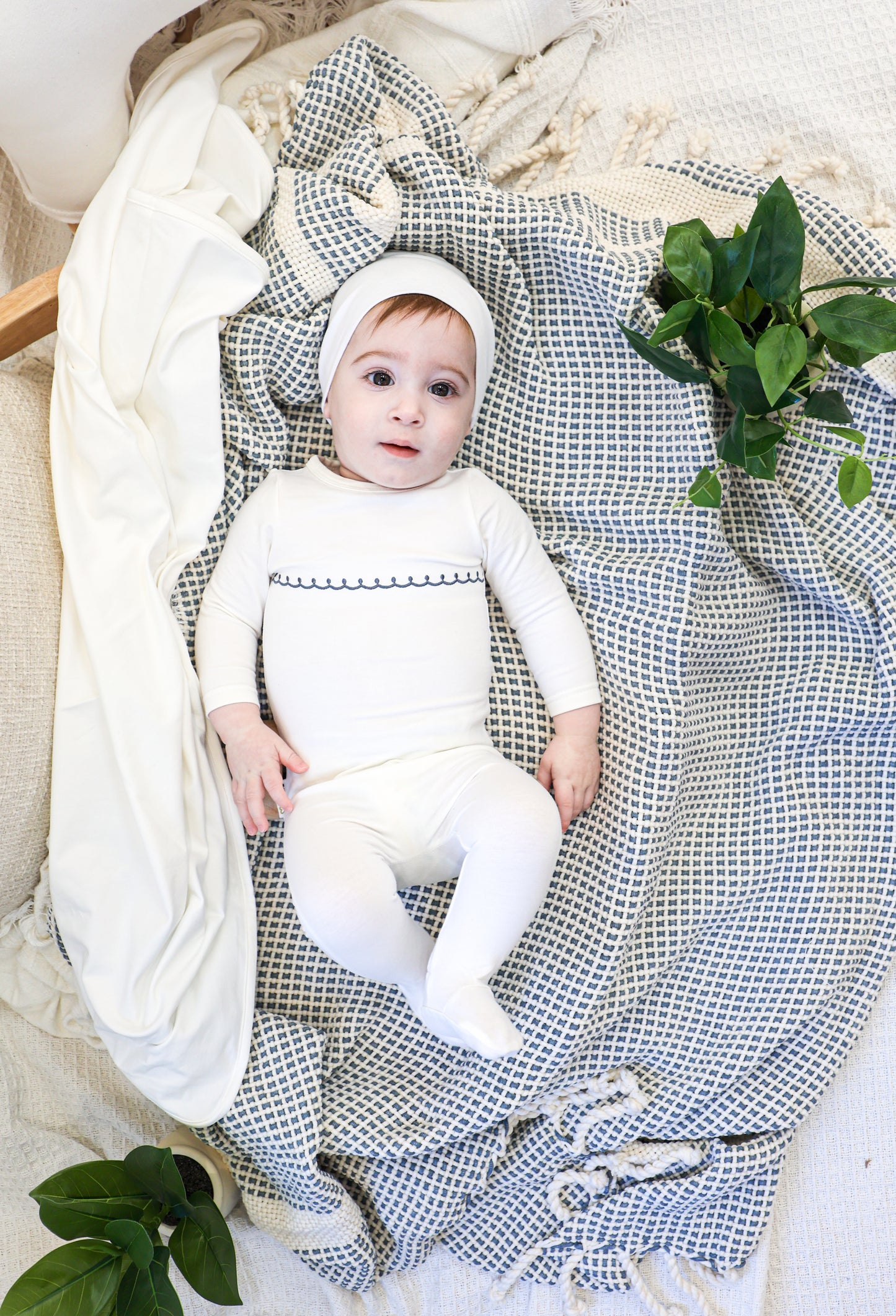 Embroidered Yoke Footie & Bonnet