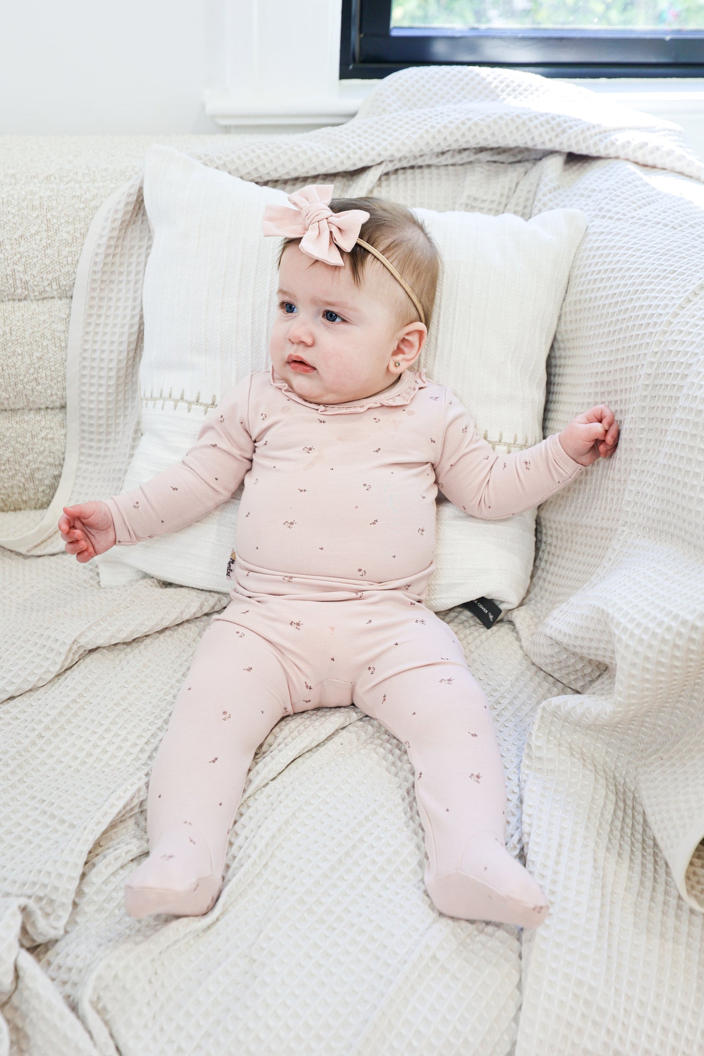 Floral Ruffle Footie & Hat