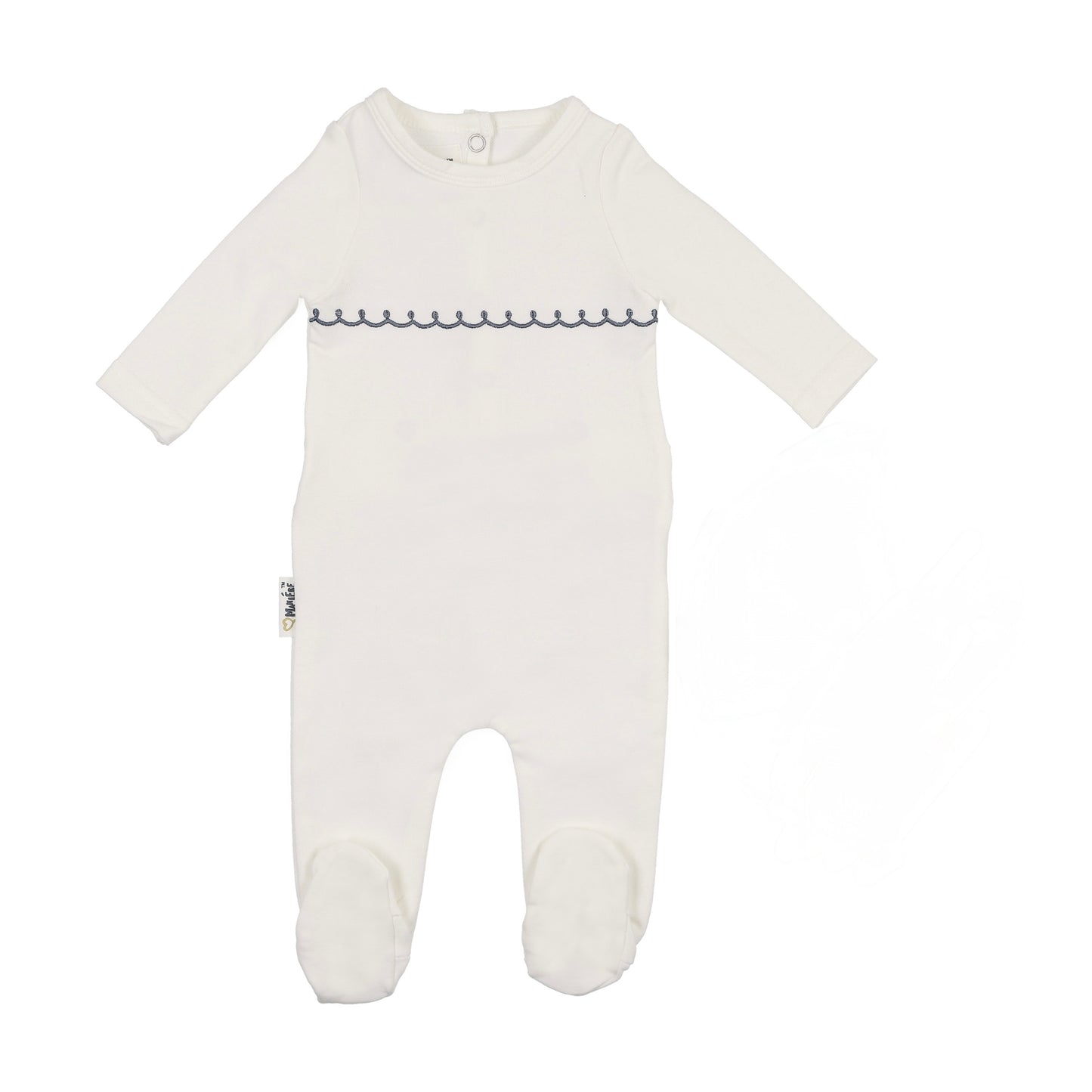 Embroidered Yoke Footie - 9M