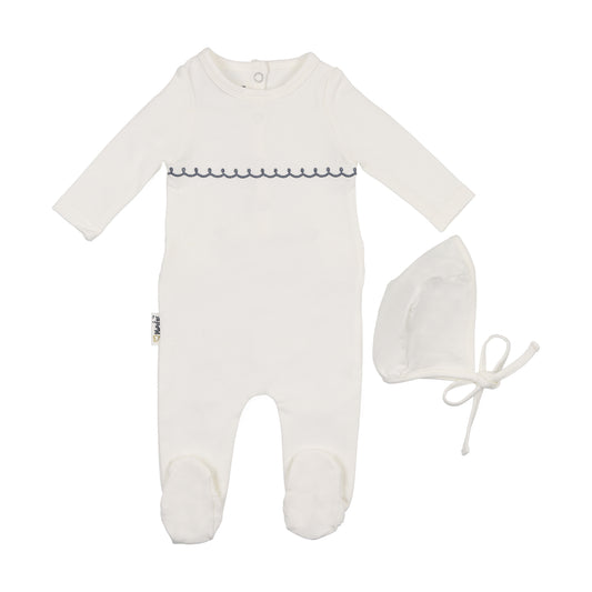 Embroidered Yoke Footie & Bonnet