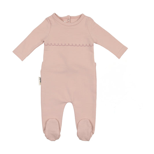 Embroidered Yoke Footie - 9M